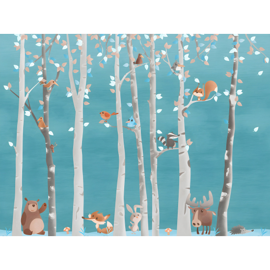 Carta da parati panoramica per bambini - Animali della Foresta
