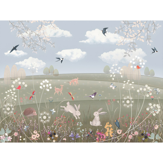 Carta da parati panoramica per bambini - Animali della Foresta