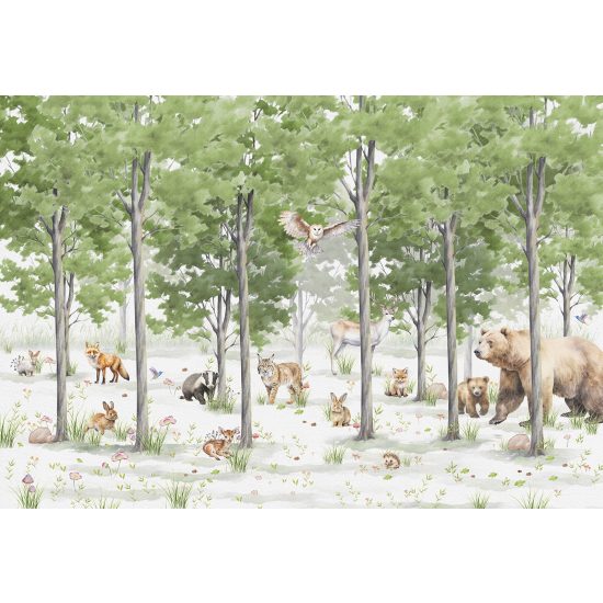 Carta da parati panoramica per bambini - Animali della Foresta