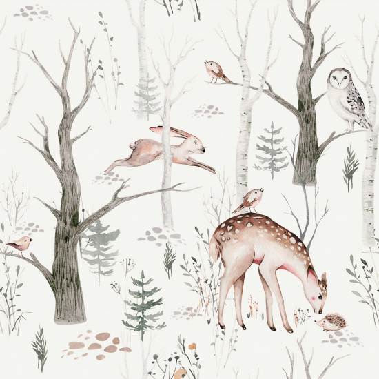 Carta da parati panoramica per bambini - Animali della foresta