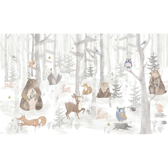 Carta da parati panoramica per bambini - Animali della foresta