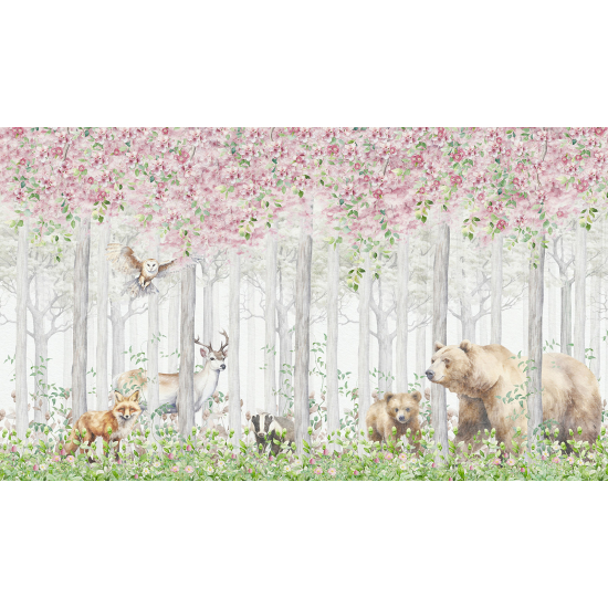 Carta da parati panoramica per bambini - Animali della foresta