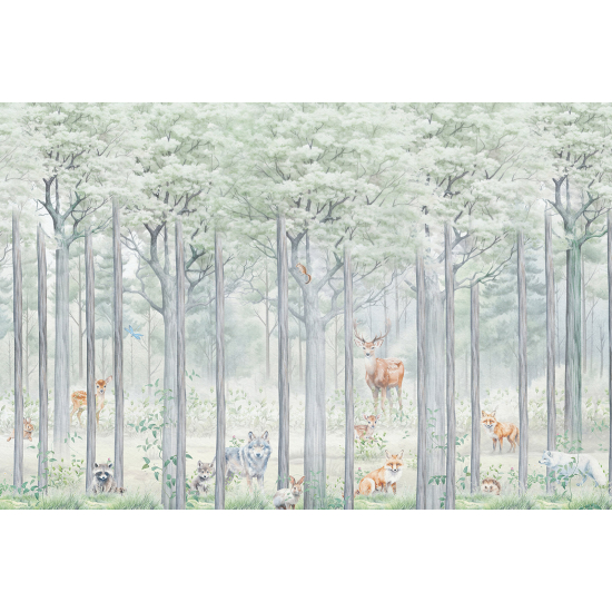 Carta da parati panoramica per bambini - Animali della foresta