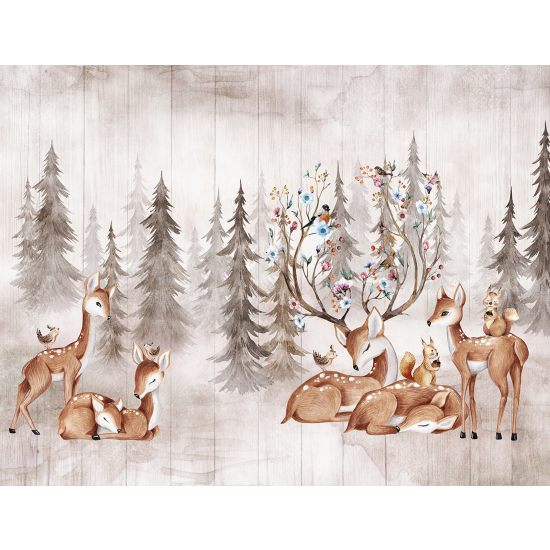 Carta da parati panoramica per bambini - Animali della foresta
