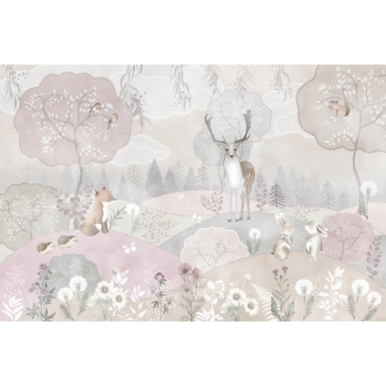 Carta da parati panoramica per bambini - Animali della foresta