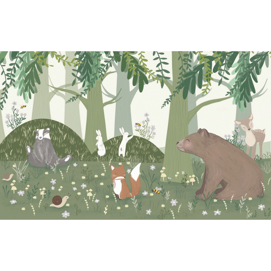 Carta da parati panoramica per bambini - Animali della foresta