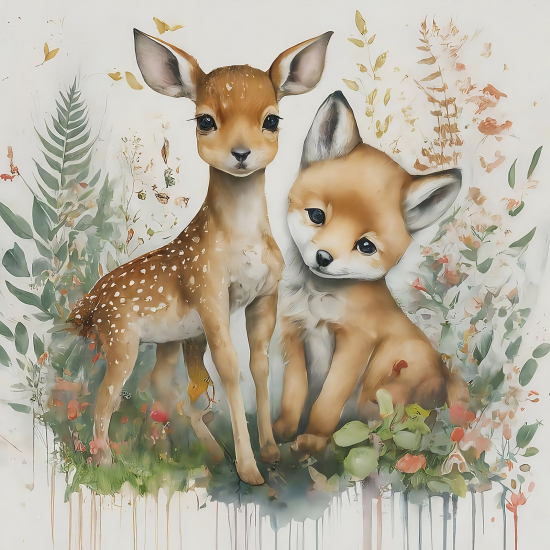 Carta da parati panoramica per bambini - Animali della foresta