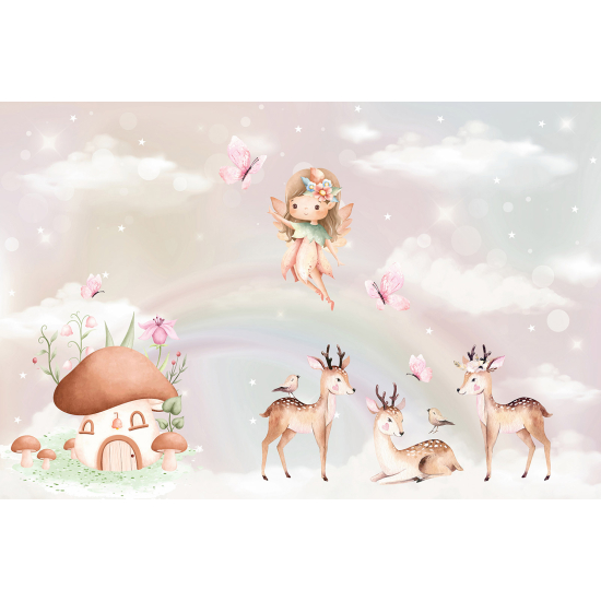 Carta da parati panoramica per bambini - Animali della Foresta Incantata