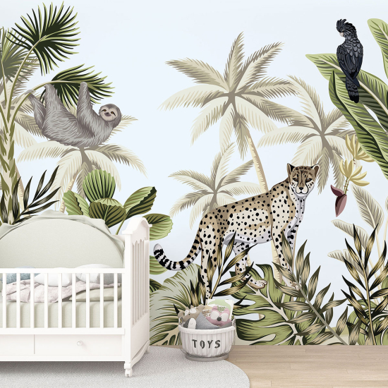 Carta da parati panoramica per bambini - Animali della Giungla