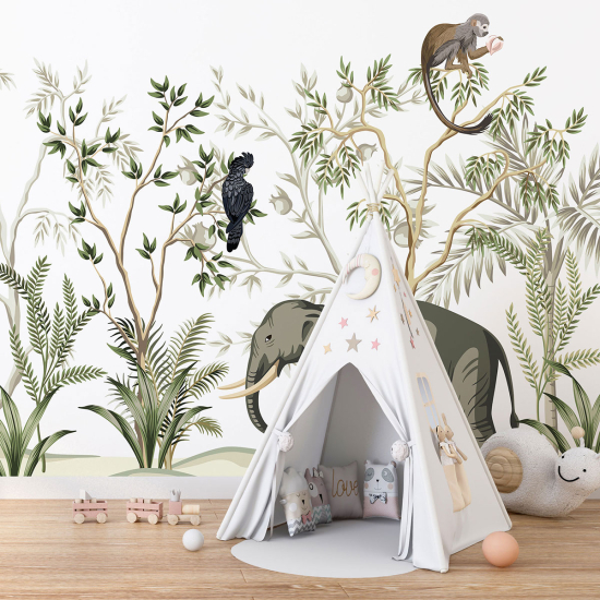 Carta da parati panoramica per bambini - Animali della Giungla