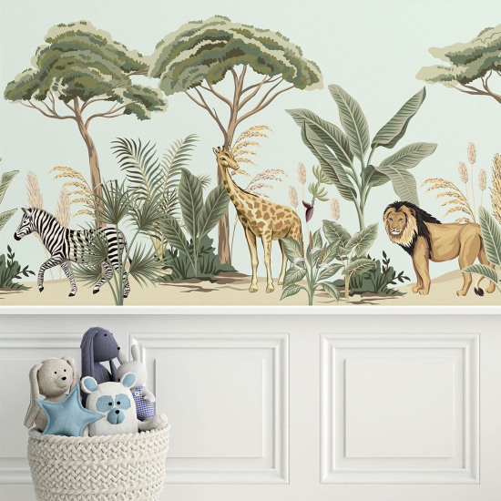 Carta da parati panoramica per bambini - Animali della Giungla