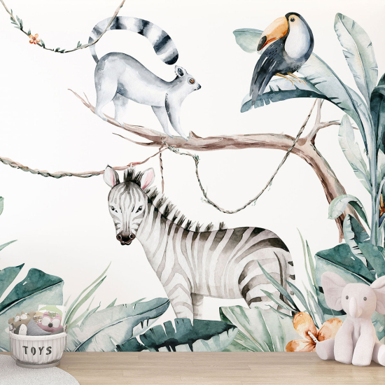 Carta da parati panoramica per bambini - Animali della Giungla