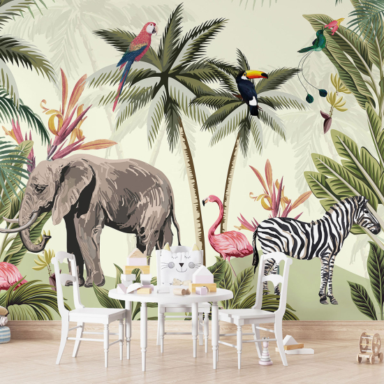 Carta da parati panoramica per bambini - Animali della Giungla