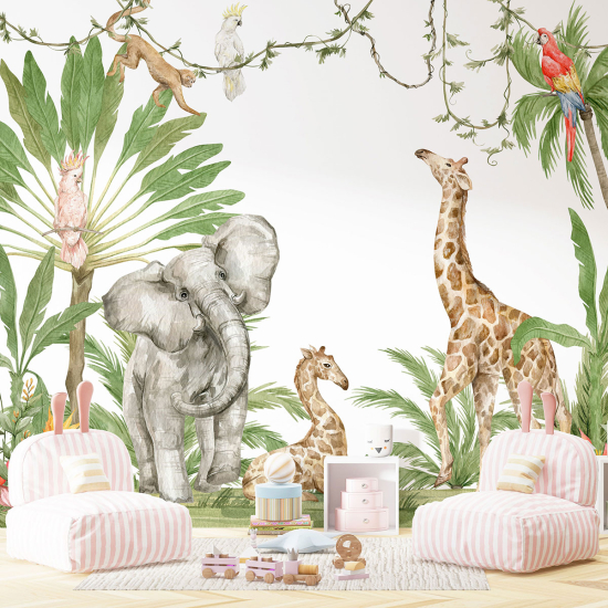Carta da parati panoramica per bambini - Animali della Giungla