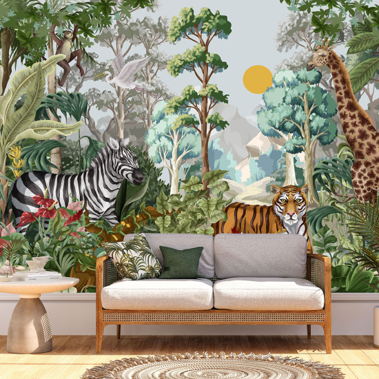 Carta da parati panoramica per bambini - Animali della Giungla
