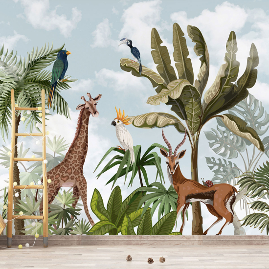 Carta da parati panoramica per bambini - Animali della Giungla