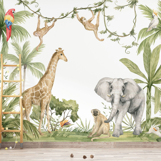 Carta da parati panoramica per bambini - Animali della Giungla