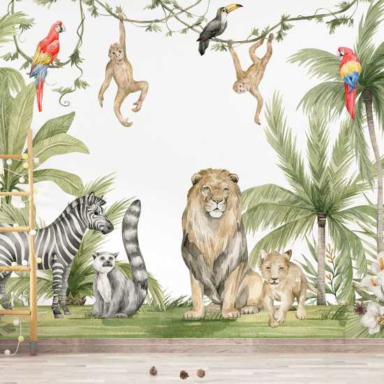 Carta da parati panoramica per bambini - Animali della Giungla