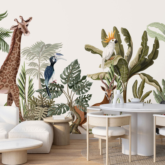 Carta da parati panoramica per bambini - Animali della giungla
