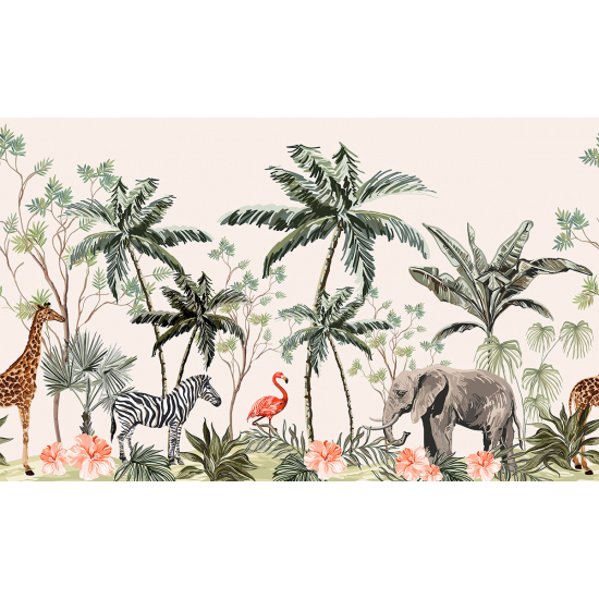 Carta da parati panoramica per bambini - Animali della Giungla