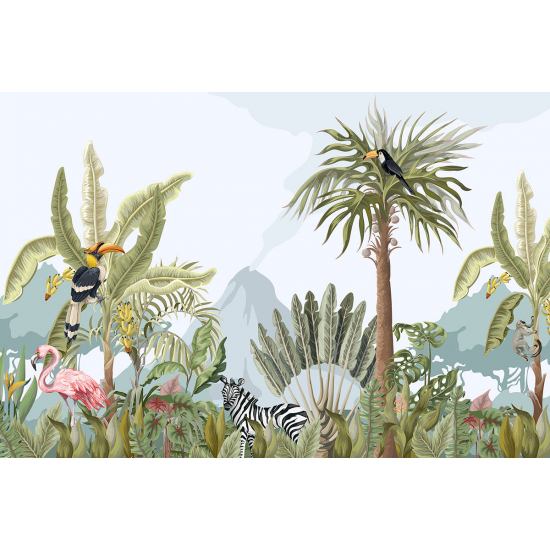 Carta da parati panoramica per bambini - Animali della Giungla