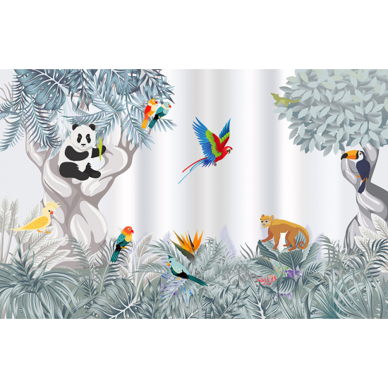 Carta da parati panoramica per bambini - Animali della Giungla