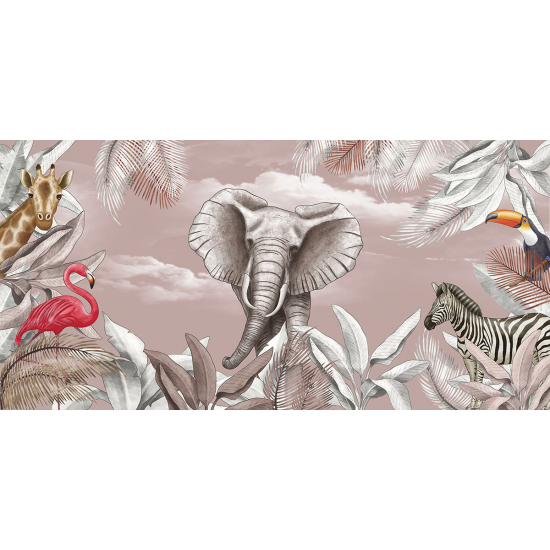 Carta da parati panoramica per bambini - Animali della Giungla