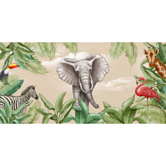 Carta da parati panoramica per bambini - Animali della Giungla