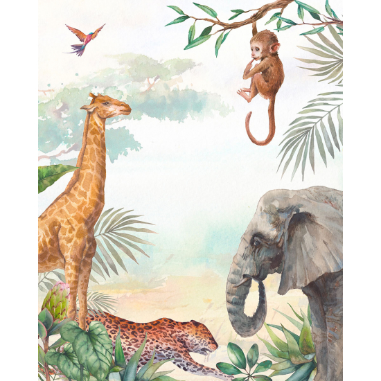 Carta da parati panoramica per bambini - Animali della Giungla
