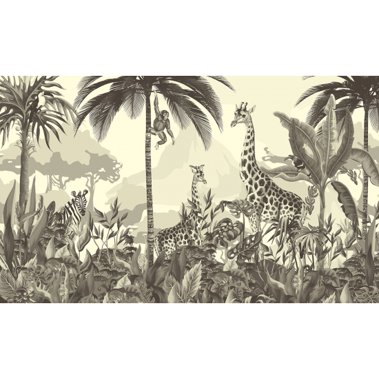 Carta da parati panoramica per bambini - Animali della Giungla