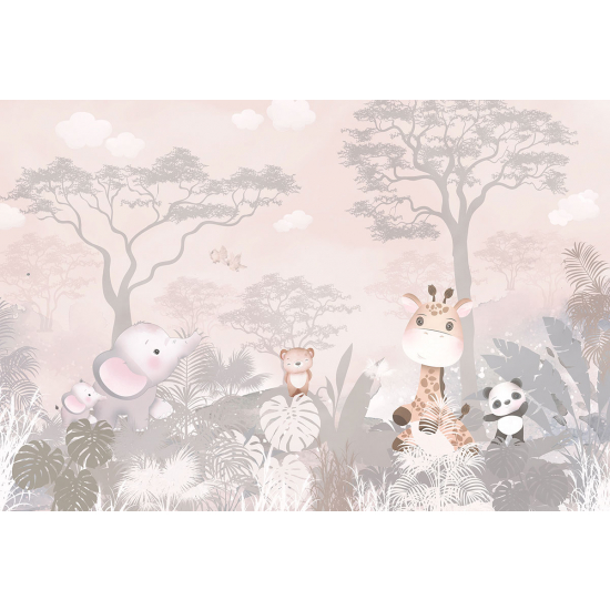 Carta da parati panoramica per bambini - Animali della giungla