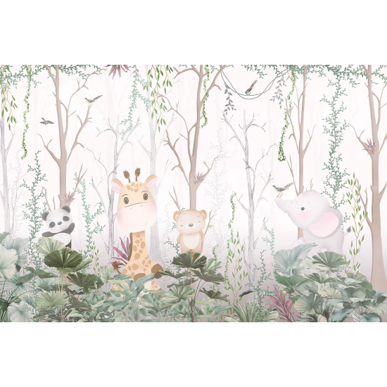 Carta da parati panoramica per bambini - Animali della Giungla