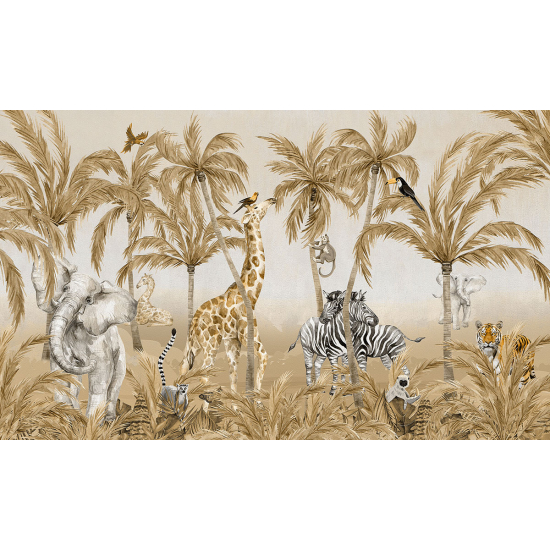 Carta da parati panoramica per bambini - Animali della Giungla