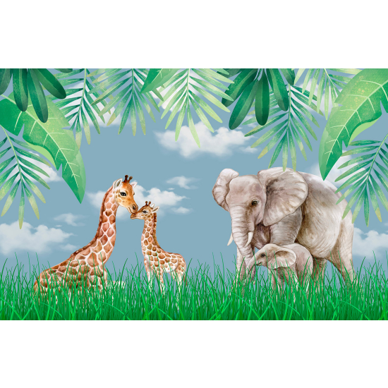 Carta da parati panoramica per bambini - Animali della Giungla
