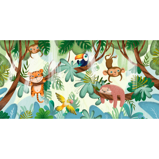 Carta da parati panoramica per bambini - Animali della Giungla