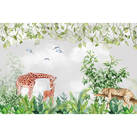 Carta da parati panoramica per bambini - Animali della Giungla