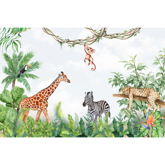 Carta da parati panoramica per bambini - Animali della Giungla