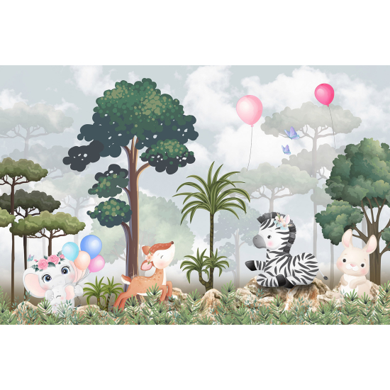 Carta da parati panoramica per bambini - Animali della Giungla
