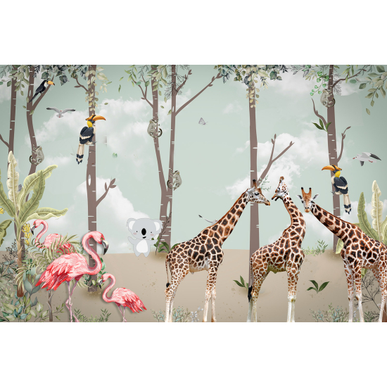 Carta da parati panoramica per bambini - Animali della Giungla