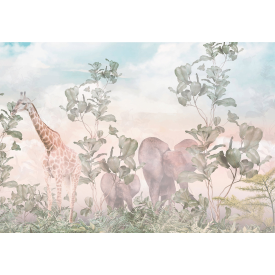 Carta da parati panoramica per bambini - Animali della Giungla