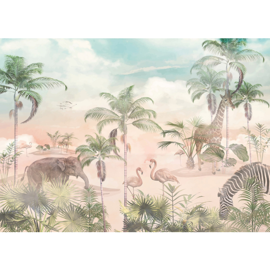 Carta da parati panoramica per bambini - Animali della Giungla