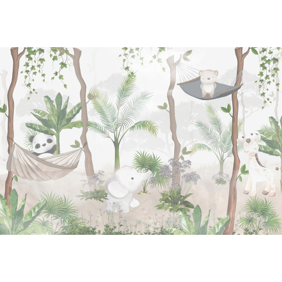 Carta da parati panoramica per bambini - Animali della Giungla