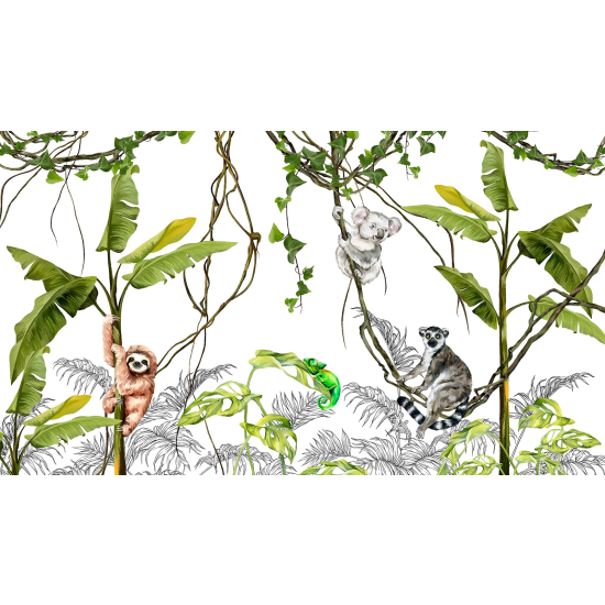 Carta da parati panoramica per bambini - Animali della Giungla