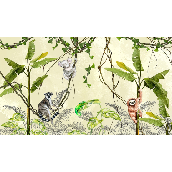 Carta da parati panoramica per bambini - Animali della Giungla