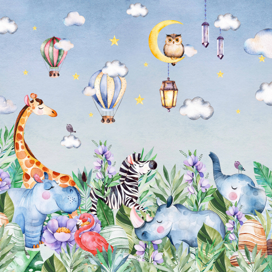 Carta da parati panoramica per bambini - Animali della Giungla