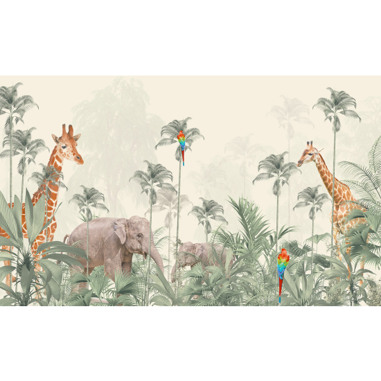 Carta da parati panoramica per bambini - Animali della Giungla