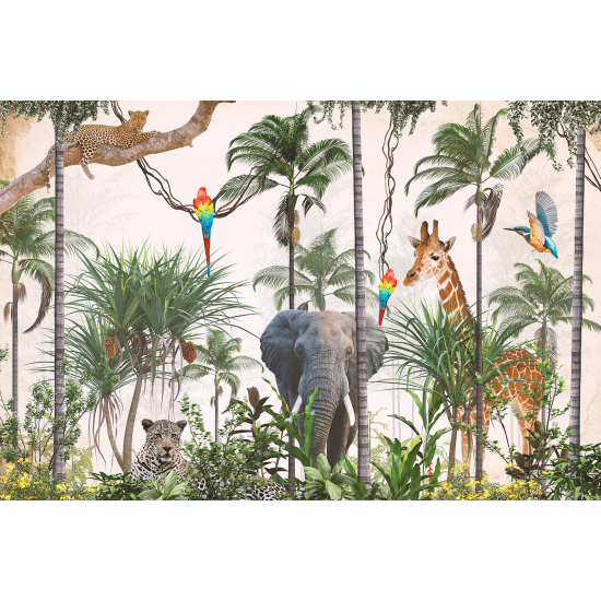 Carta da parati panoramica per bambini - Animali della Giungla