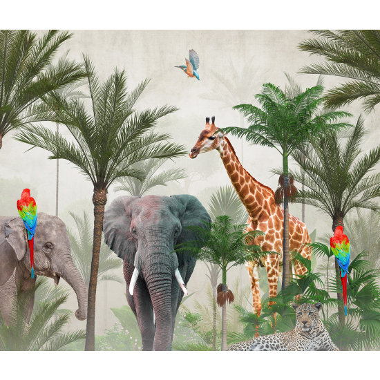 Carta da parati panoramica per bambini - Animali della Giungla