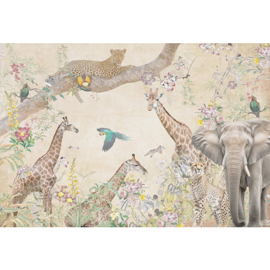 Carta da parati panoramica per bambini - Animali della Giungla