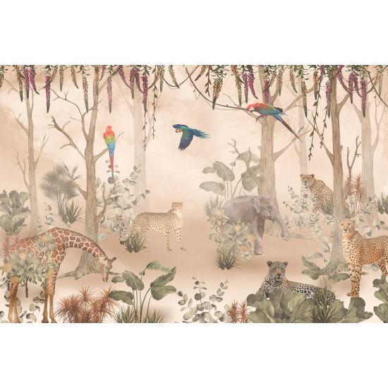 Carta da parati panoramica per bambini - Animali della Giungla